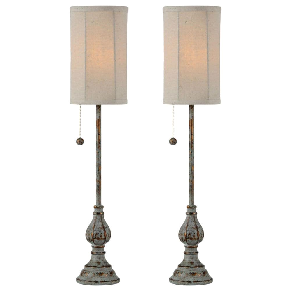 Southern Lighting Millie Buffet Lamp in Heavy Distressed Gold and Blue (Set of 2), , large
