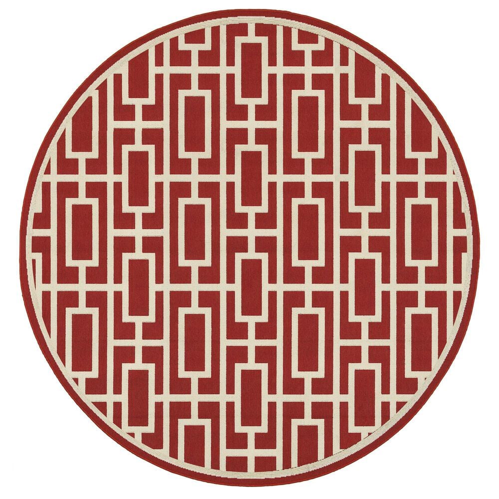 Oriental Weavers Meridian 9754R 7"10" Round Red Area Rug, , large