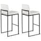 Lumisource Fuji High Back Barstool with White Faux Leather in Black (Set of 2), , large