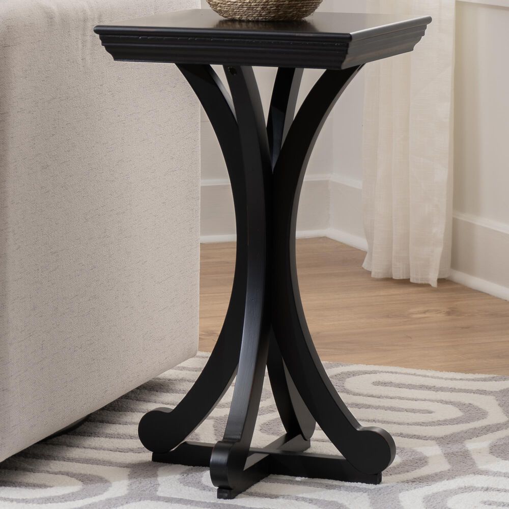 Linden Boulevard Dylan Sculptural Pedestal End Table in Black, , large
