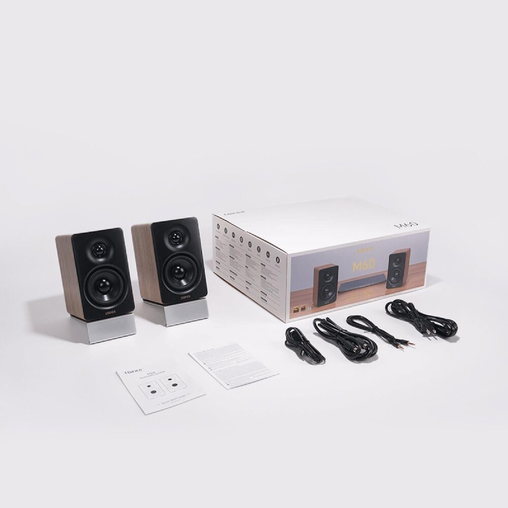 Edifier M60 2.0 Compact Desktop Bluetooth Speakers Pair in Classic Oak, , large