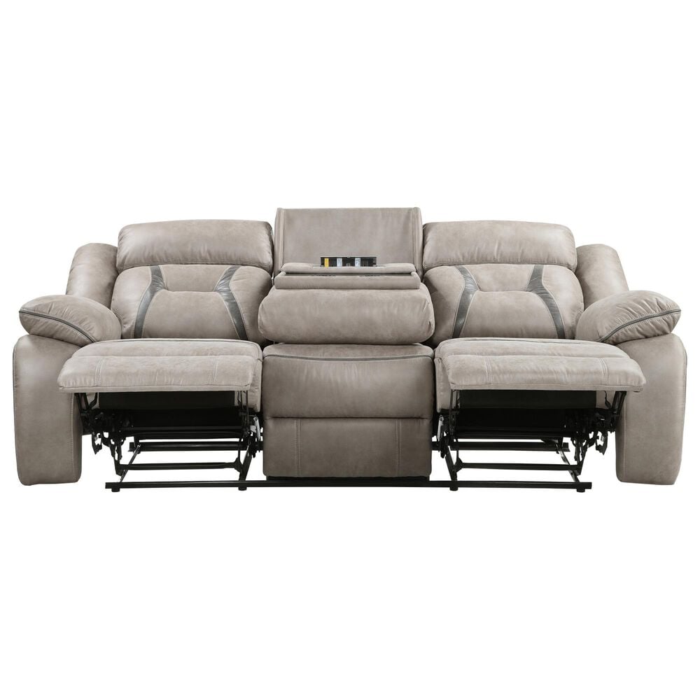 Steve Silver Tyson Manual Reclining Sofa with Dropdown Console in Grey, , large