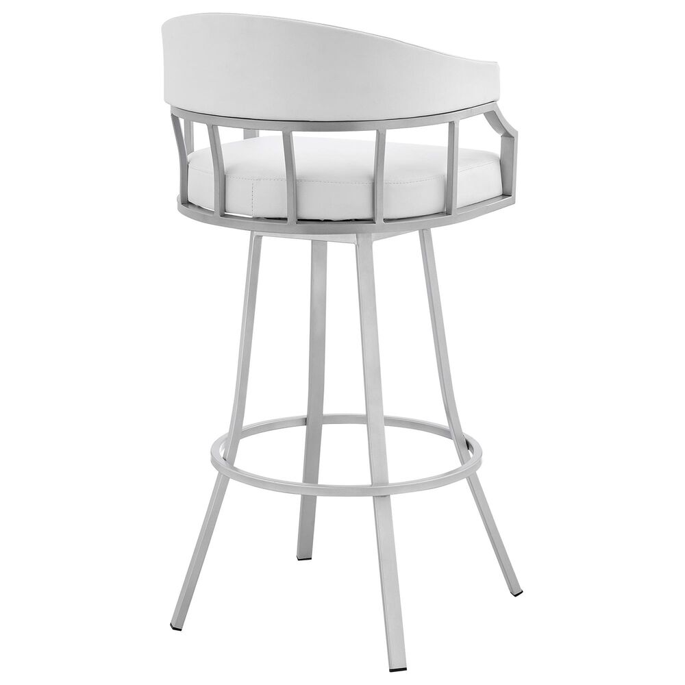 Blue River Valerie 30&quot; Swivel Barstool with White Cushion in Silver, , large