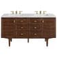 James Martin Vanities Amberly 60" Double Bathroom Vanity in Walnut with 3 cm Arctic Fall Solid Surface Top and Rectangular Sinks, , large