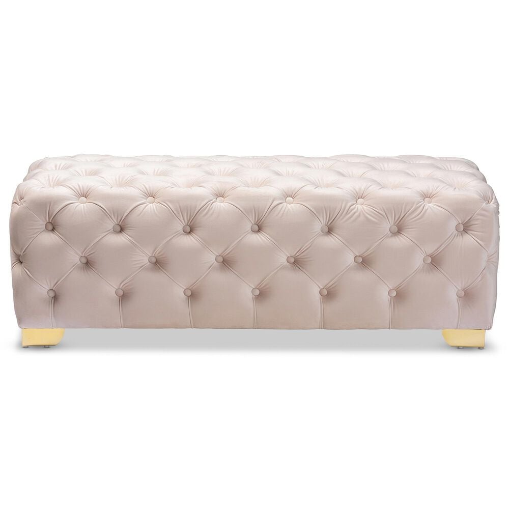 Baxton Studio Avara Bench Ottoman in Light Beige, , large