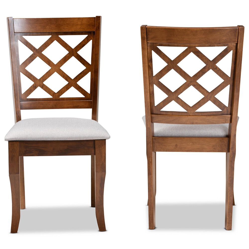Baxton Studio Verner Side Chair with Grey Cushion in Walnut Brown (Set of 2), , large