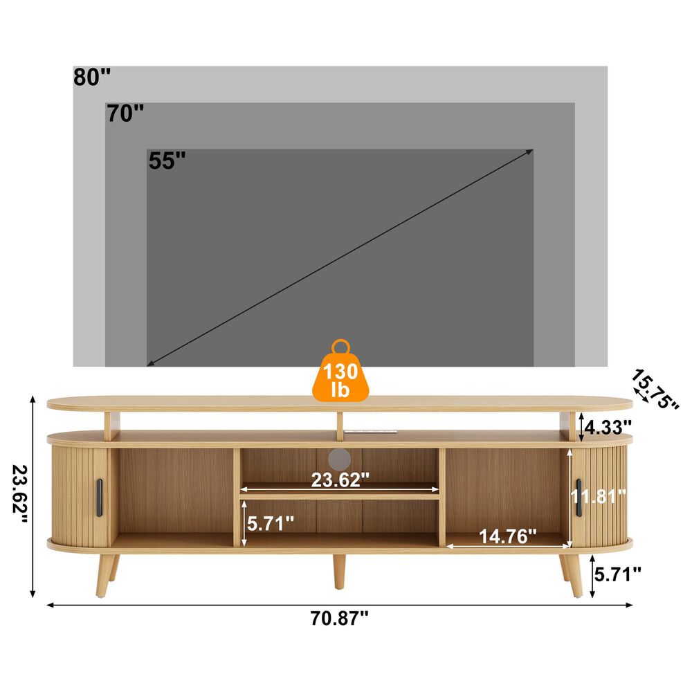 HOMLUX 70" TV Stand in Natural Stone, , large