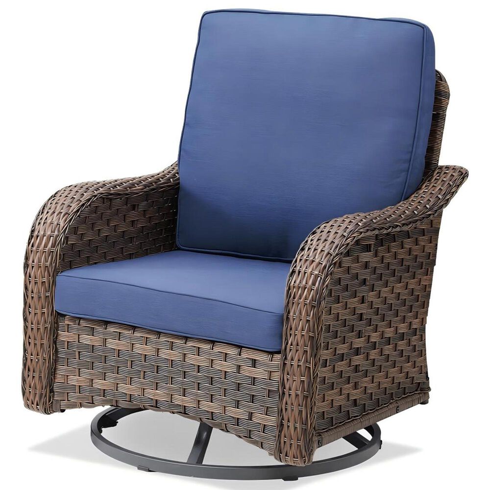 Sunwell Garden 6-Piece Patio Chat Set Two Ottomans in Navy, , large