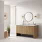 James Martin Vanities Hudson 60" Single Bathroom Vanity in Light Natural Oak with 3 cm Carrara White Marble Top and Rectangular Sink, , large