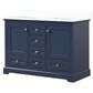 Lexora Home Dukes 48" Double Bathroom Vanity in Navy Blue with 2 cm White Quartz Top and Rectangular Sinks, , large