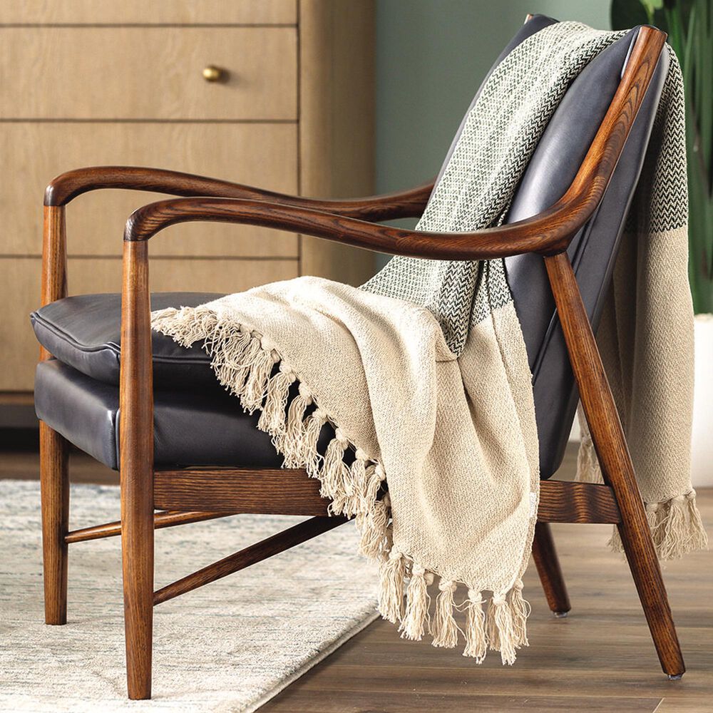 Classic Home Kiannah Leather Accent Chair in Blue, , large