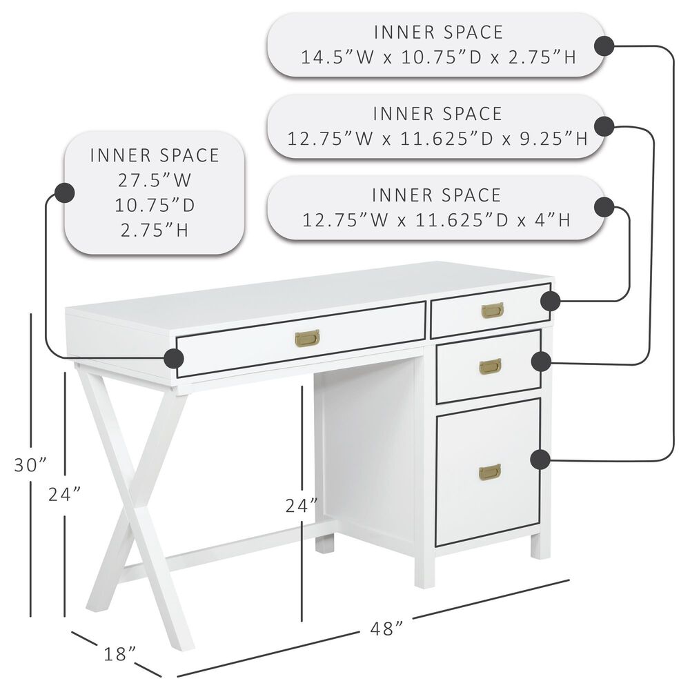 Linon Home Decor Peggy Side Storage Desk in White, , large