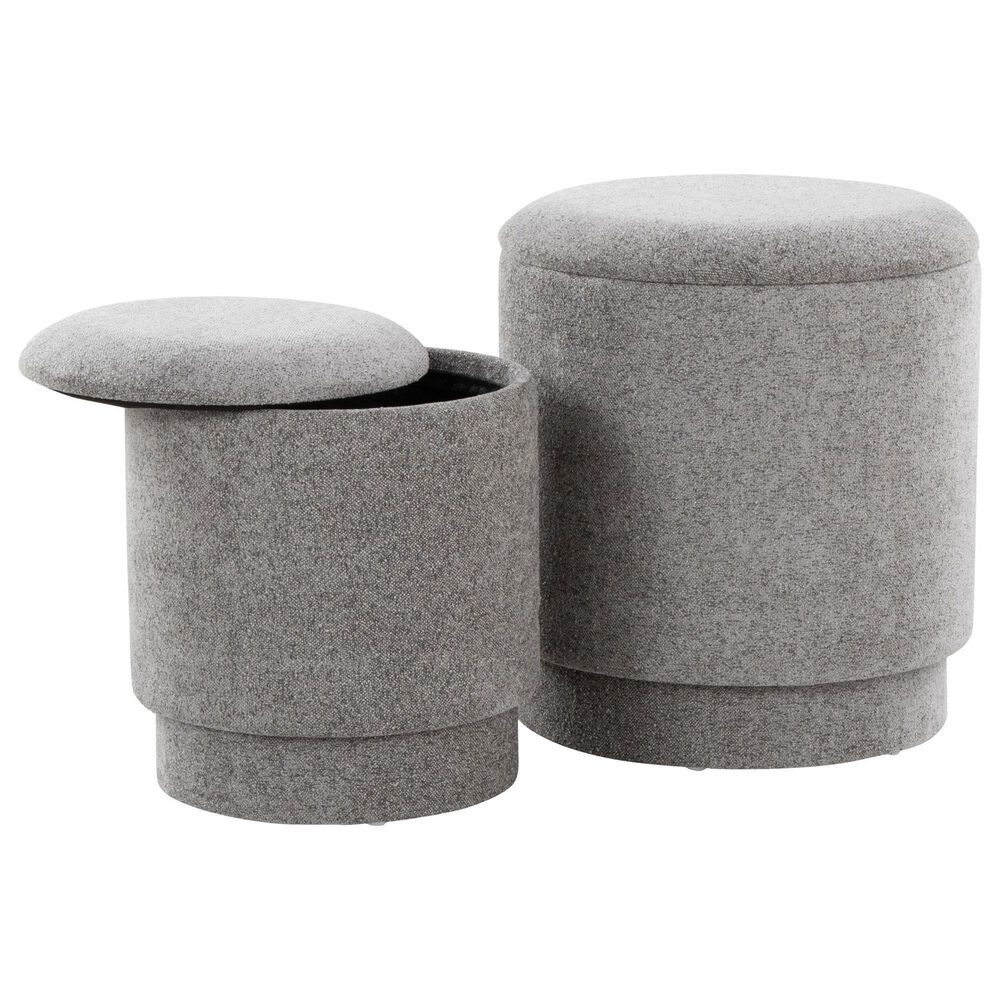 Lumisource Marla 2-Piece Upholstered Ottoman Set in Grey, , large