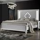New Heritage Design Stardust Queen Panel Bed in White and Silver, , large