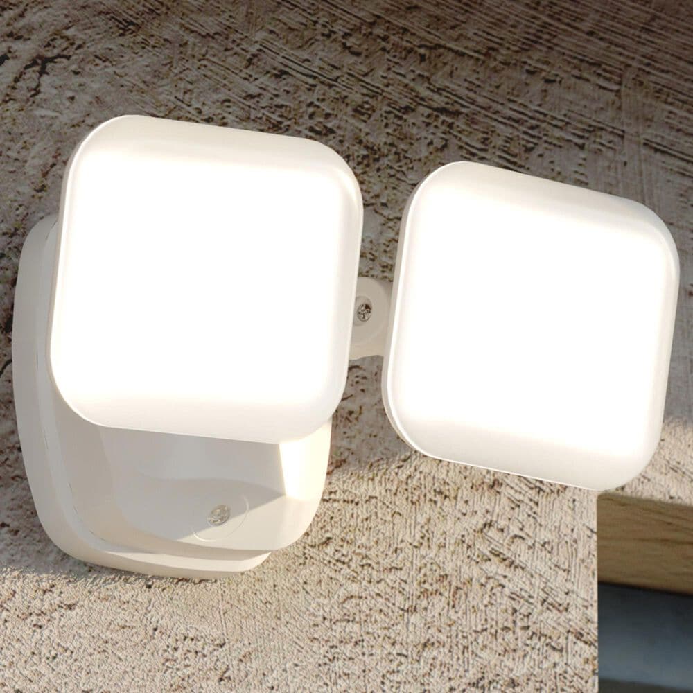 Vaxcel Theta 2-Light LED Outdoor Dusk-to-Dawn Flood Light in White, , large