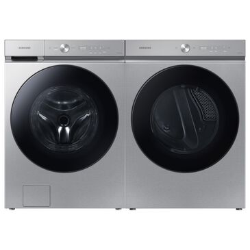 Samsung Bespoke 5.3 Cu. Ft. Front Load Washer and 7.6 Cu. Ft. Electric Dryer Laundry Pair in Silver Steel, , large
