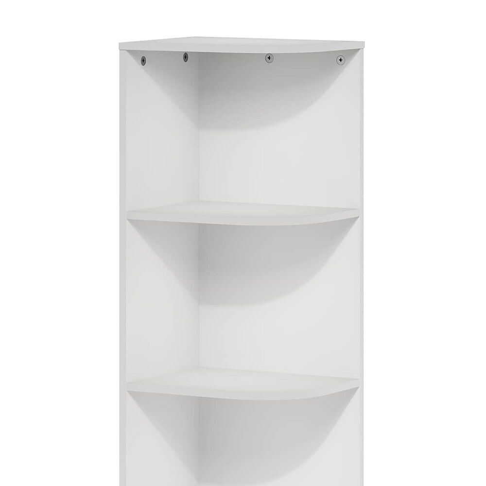 HOMLUX 5-Tier Corner Open Shelf Bookcase in White, , large