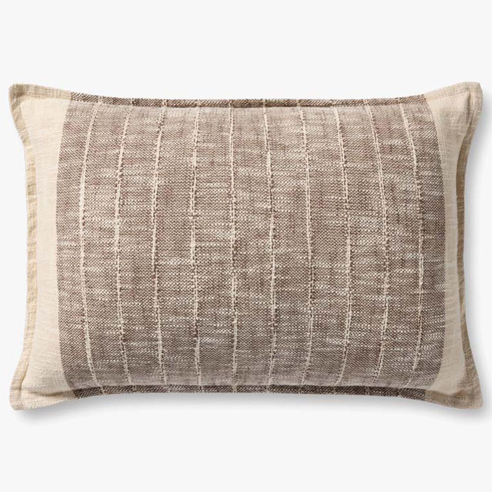 Loloi 16" x 26" Lumbar Throw Pillow in Brown and Ivory, , large