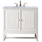 James Martin Vanities Athens 36" Single Bathroom Vanity in Glossy White with 3 cm Carrara White Marble Top and Rectangular Sink, , large