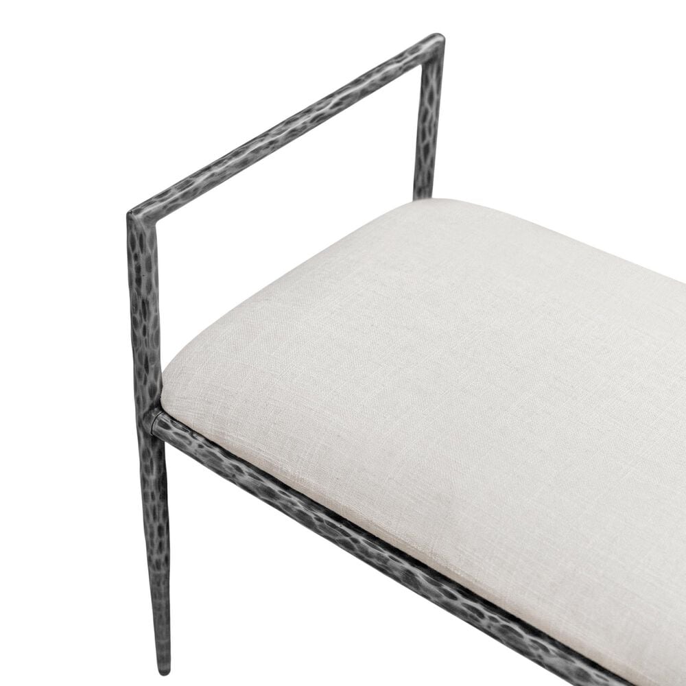 Furniture of America Lalia Metal Padded Upholstered Bench in Gun Metal, , large