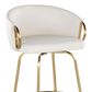 LumiSource Claire Swivel Barstool with White Faux Leather Upholstery in Gold (Set of 2), , large