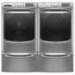 Maytag 5 Cu. Ft. Front Load Washer and 7.3 Cu. Ft. Gas Dryer Laundry Pair with Pedestal in Metallic Slate, , large
