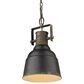 Golden Lighting Quarry 1-Light Pendant in Antique Black Iron and Gold, , large