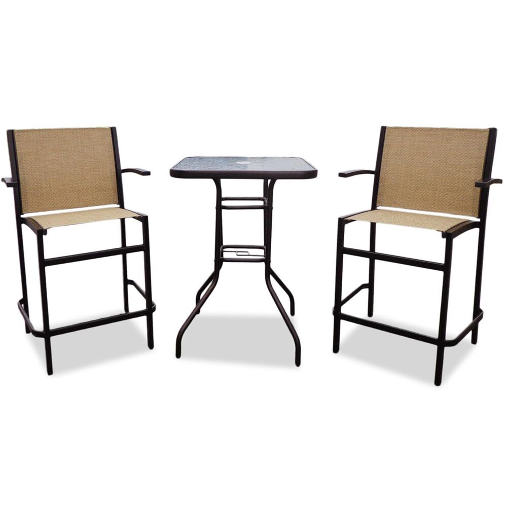 Global Note Collections South Beach 3-Piece Counter Height Bistro Set in Bronze, , large