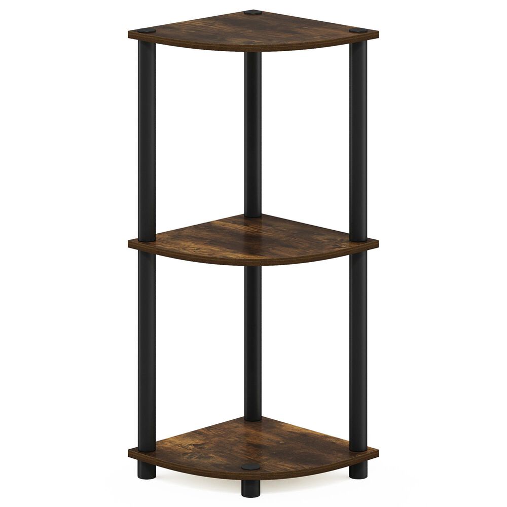 HOMLUX Turn-N-Tube 3-Tier Corner Bookshelf in Amber Pine and Black, , large