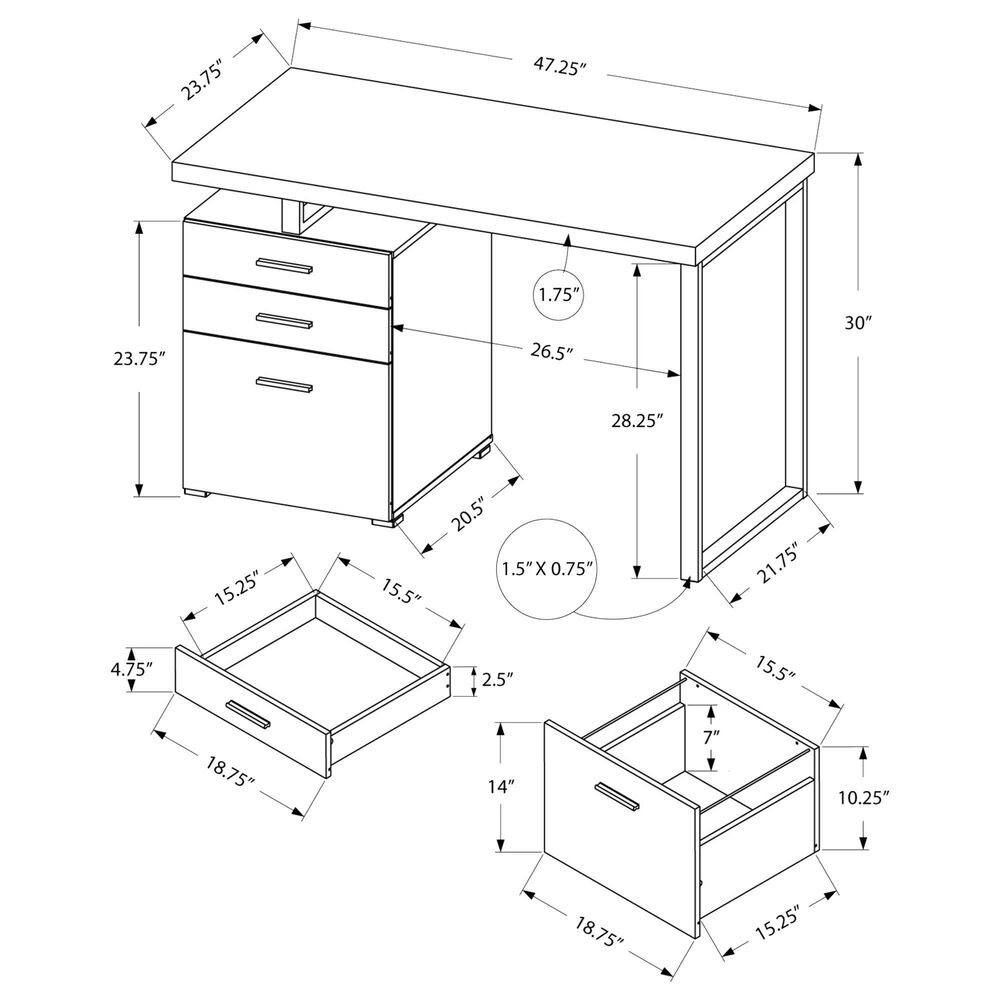 Monarch Specialties 48&quot; Computer Desk in Dark Taupe, , large