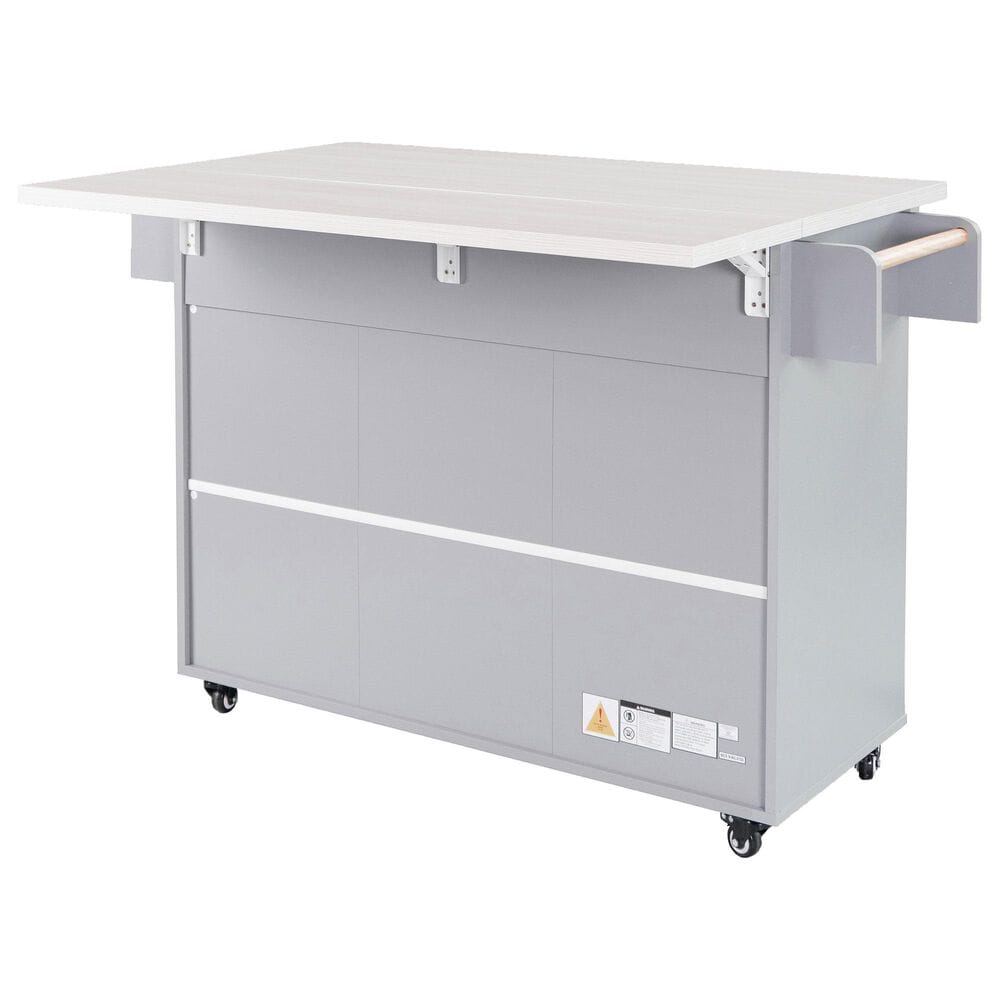 HOMLUX 51" Kitchen Island with Trash Can Storage Cabinet in Grey, , large