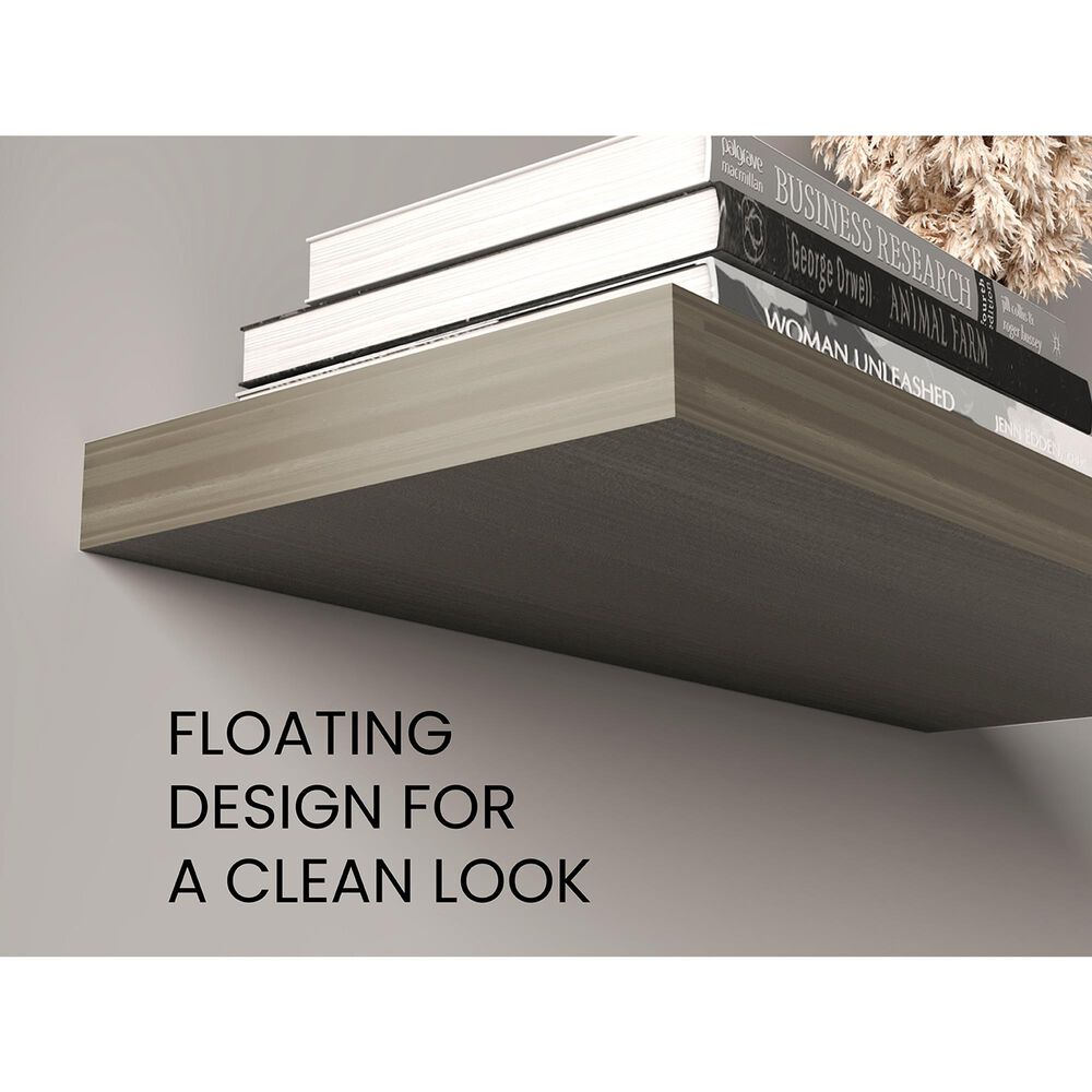 Hearth and Haven Ecco32" Floating Wall Shelf with Space-Saving Design in Olive (Set of 2), , large