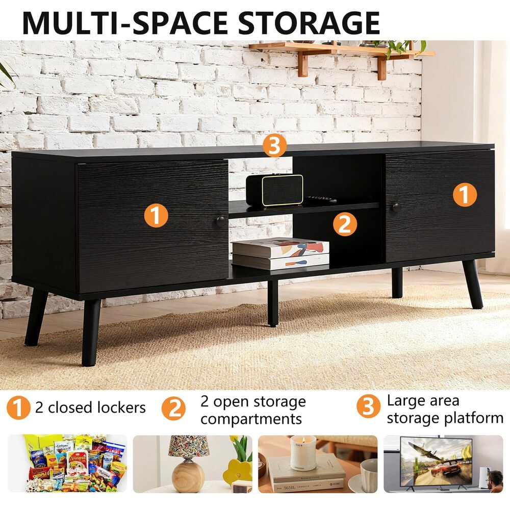 FDW 53.5" TV Stand in Black, , large