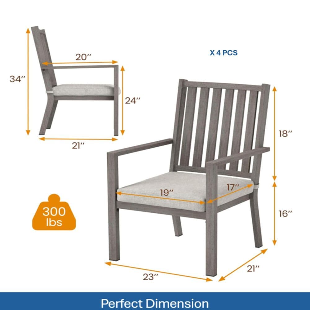 Hearth and Haven Outdoor All-Weather Aluminum Dining Chair in Gray (Set of 4), , large