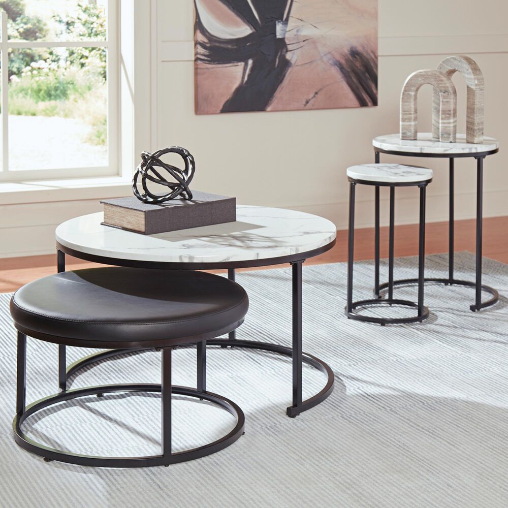 Ashley Jusmour 4-Piece Occasional Nesting Table Set in Black and White, , large