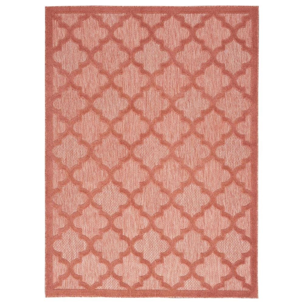 Nourison Easy Care 5" x 7" Coral and Orange Indoor/Outdoor Area Rug, , large