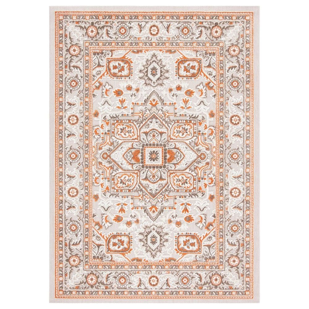 Safavieh Cabana CBN680B 6" x 9" Beige and Orange Indoor/Outdoor Area Performance Rug, , large