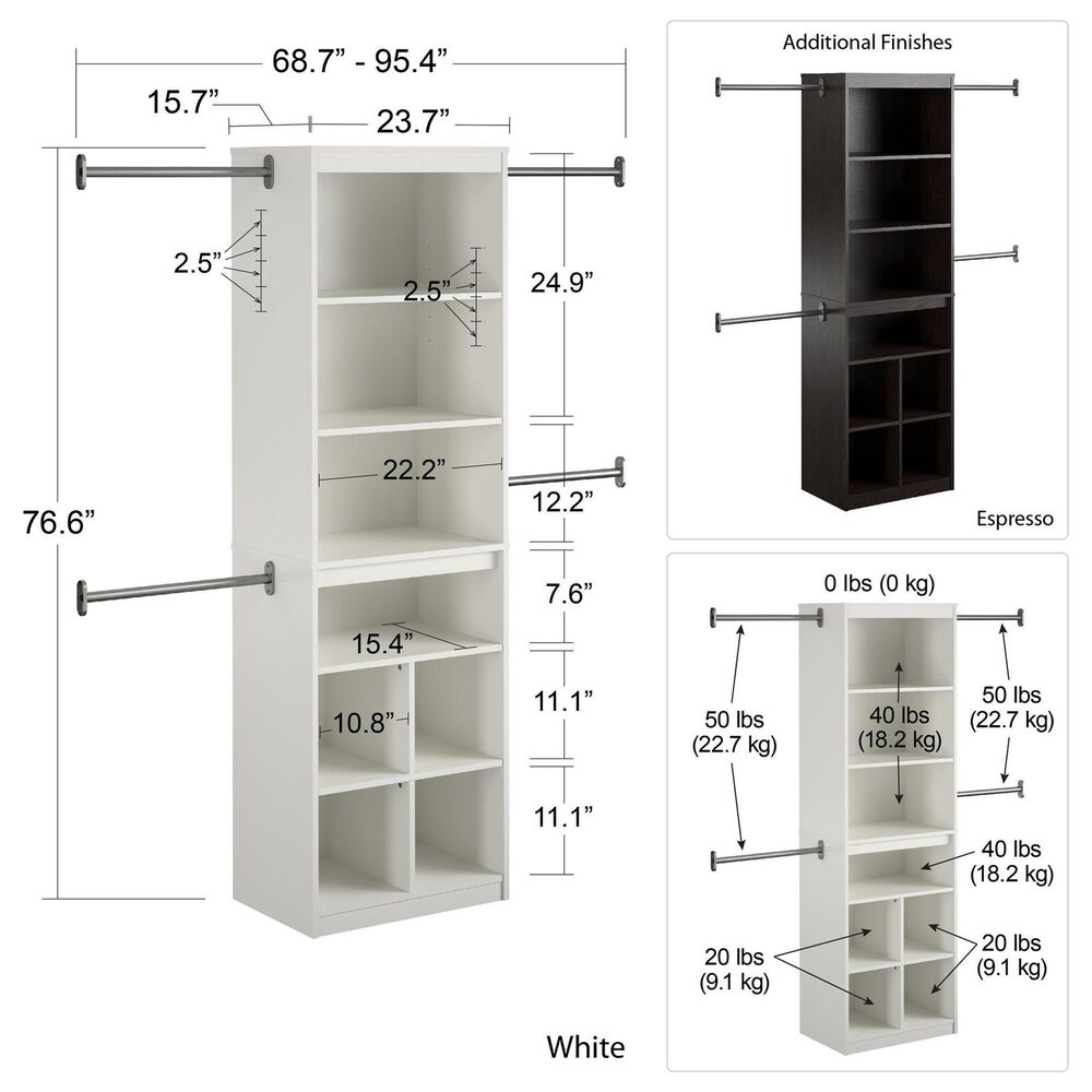 DHP Closet Storage System in White, , large