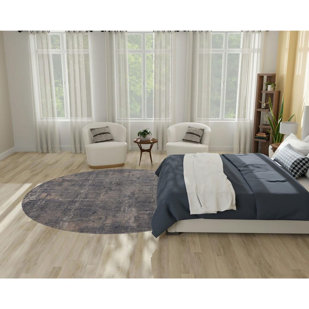 Nourison Rustic Textures Grey and Beige 7&#39;10&quot; Round Area Rug, , large
