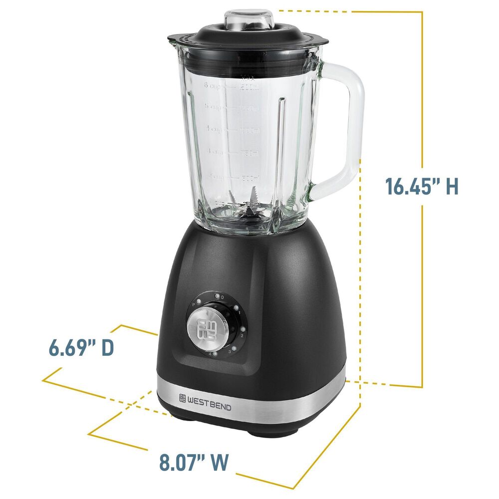 West Bend 4-Speed Glass Jar Multi-Function Blender with Travel Cup in Black, , large