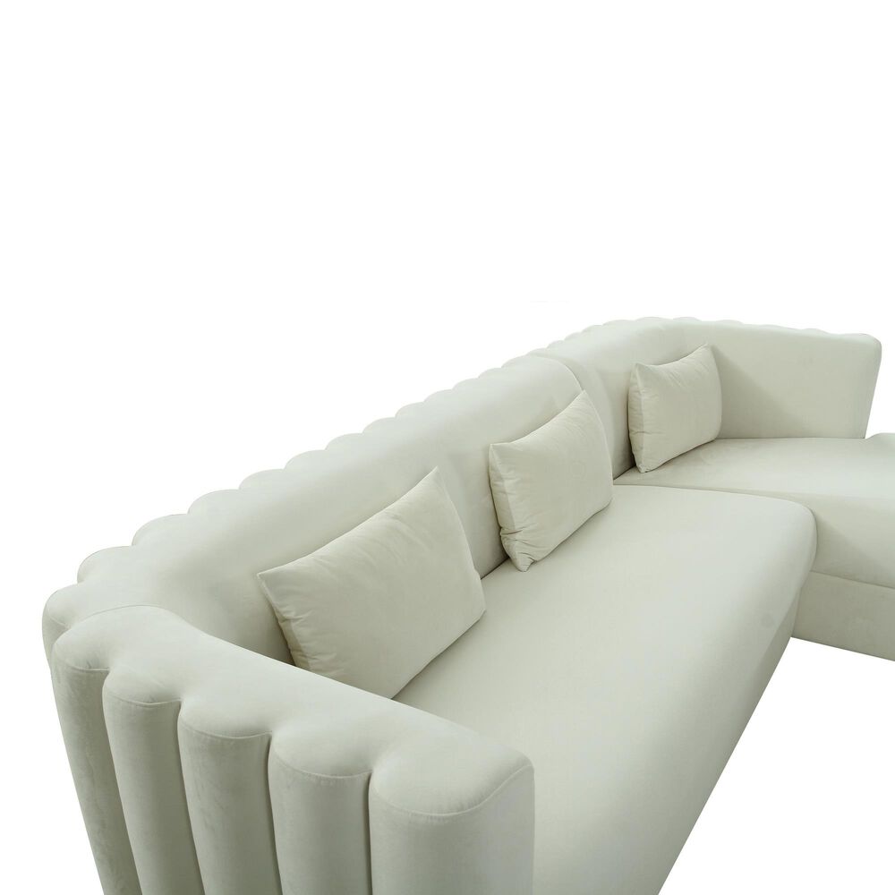 Tov Furniture Callie RAF Sectional in Cream Velvet, , large