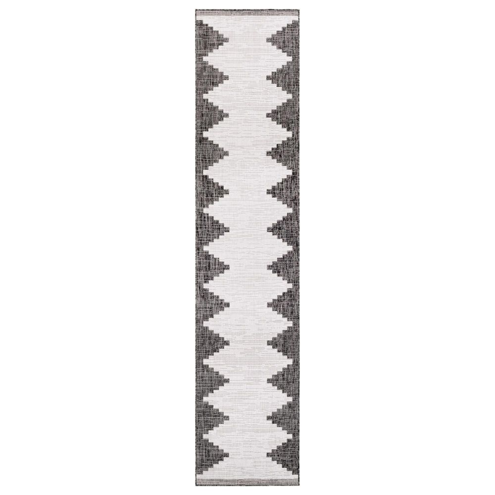 Surya Eagean EAG-2356 Black, Off-White and Charcoal 2&#39;7&quot; x 10&#39; Indoor/Outdoor Runner, , large