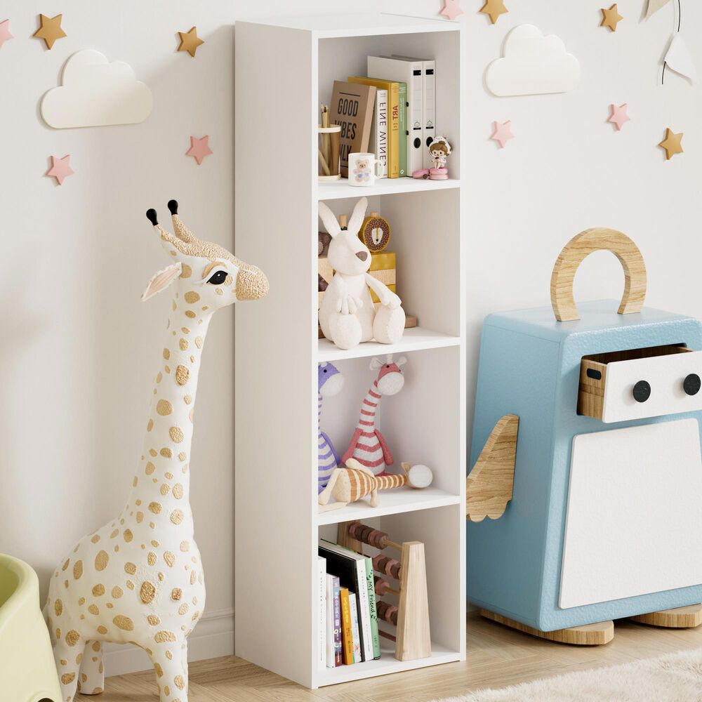 HOMLUX 4-Tier Open Shelf Display Organizer Bookcase in White, , large