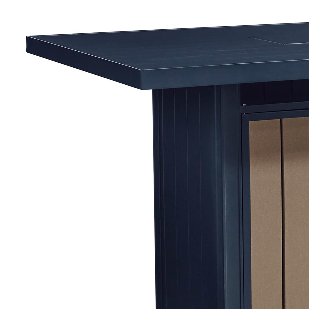 Ashley East Beach  Bar Table with Fire Pit in Navy Blue and Driftwood, , large