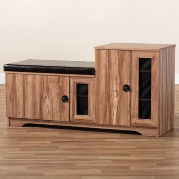 Baxton Studio Valina 2-Door Shoe Storage Bench with Cabinet in Brown, , large