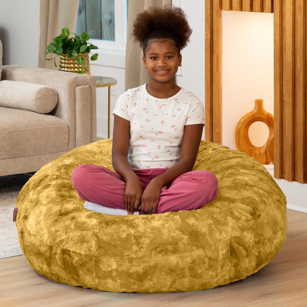 Jaxx Lil' Cuddler Cocoon Jr Kids Faux Fur Bean Bag Lounger in Gold, , large