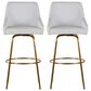 LumiSource Hannah Swivel Bar Stool with White Faux Leather Upholstery in Gold (Set of 2), , large