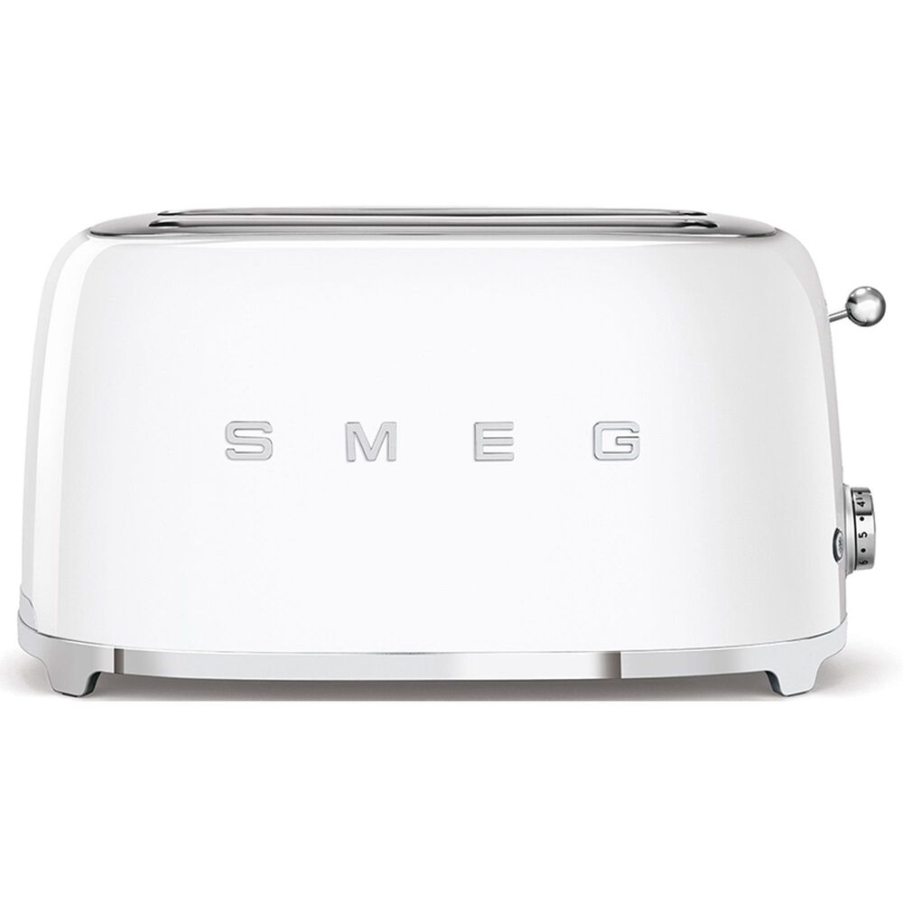 SMEG 4-Slice Retro Style Toaster in White and Stainless Steel, , large