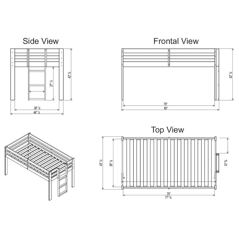 Timberlake Jasper Twin Loft Bed in White, , large