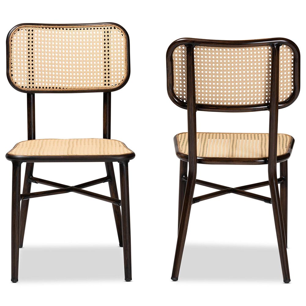 Baxton Studio Katina Side Chair in Dark Brown and Natural (Set of 2), , large